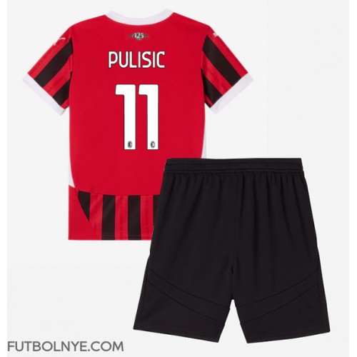 Camiseta AC Milan Christian Pulisic #11 Primera Equipación para niños 2024-25 manga corta (+ pantalones cortos)